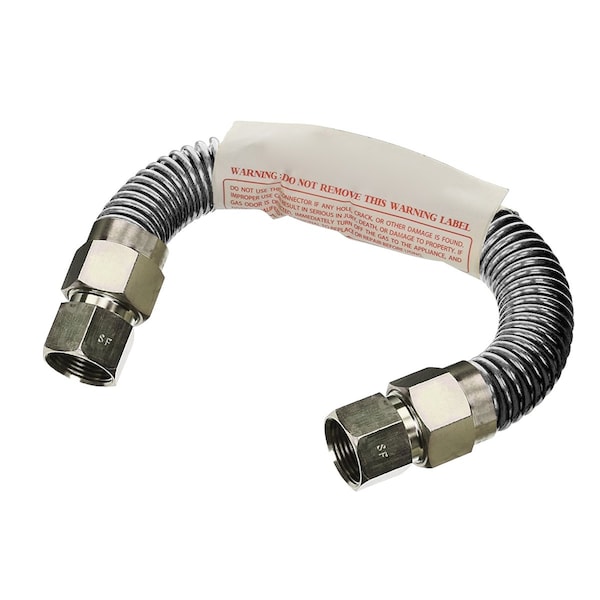 Flextron Gas Line Hose 5/8'' O.D. x 18'' Length with 1/2" FIP Fittings, Stainless Steel Flexible Connector FTGC-SS12-18B - main