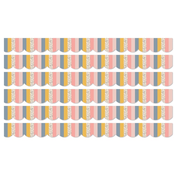 Carson Dellosa We Belong Stripes Scalloped Borders Per Pack, 39 Feet Per Pack, 6PK 108493 - main