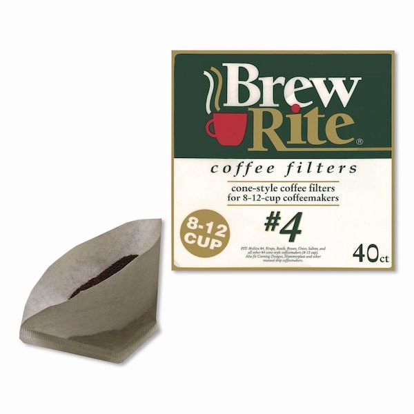 Brew Rite Paper Cone Filters, 8 to 12 Cup Size, Cone, 40PK ROC46041 - main