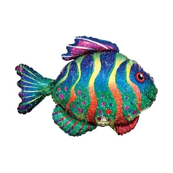 Loonballoon FISH Under the Sea Luau Beach Tropical Ocean Party 33 Inch Colorful Fish Holographic Balloon B01FTXP21O-AtoZ - main