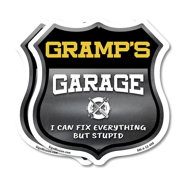 Signmission Gramp's Garage I Can Fix Everything But Stupid, 12 inch X 12 inch, Aluminum Metal Sign, 2PK SHI-A-2PACK-12-490-GRAMP - main