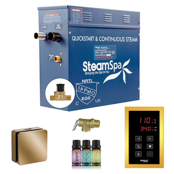 Steamspa Oasis Series 6KW Steam Bath Generator w/ Continuous Steam Plus Easy Touchpad and Autodrain in Gold OATS600GD-A - main