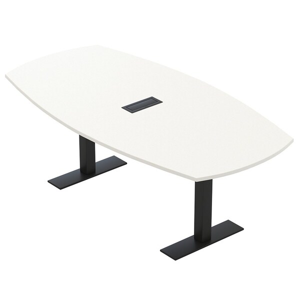 Skutchi Designs Arc Boat Conference Table With Power, 48 in W, 84 in L HAR-ABOT-48X84-T.BK-W960-EBLK - main