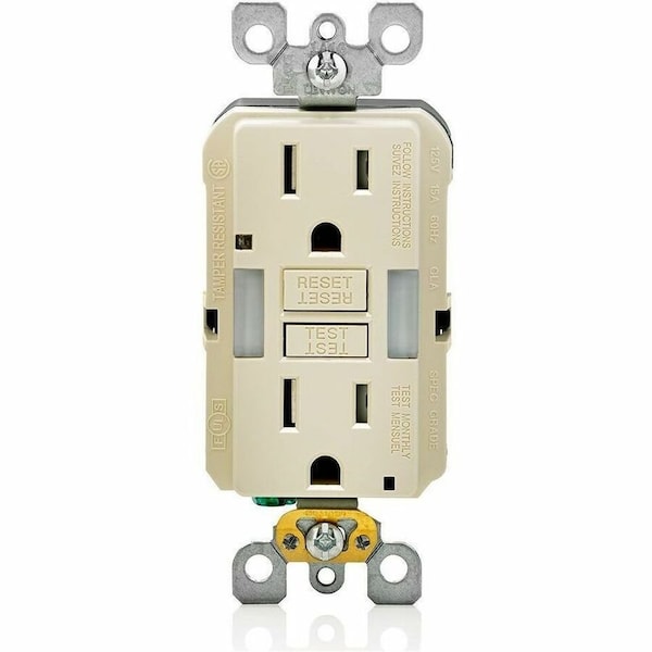 Leviton Self-Test GFCI Receptacle, Combination with Light, 15 Amp, 125 Volt, 5-15R NEMA GFNL1-T - main