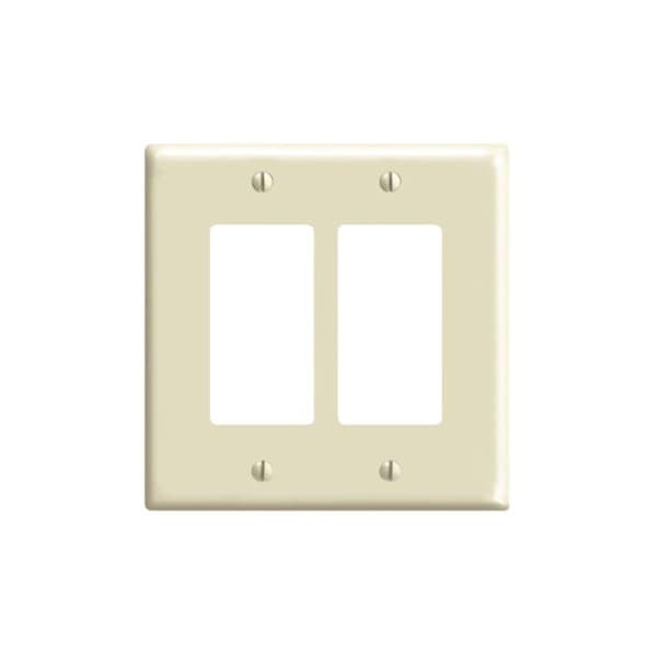 Leviton Decora Wallplate, Midway Size, Gang 2, Ivory 80609-I - main