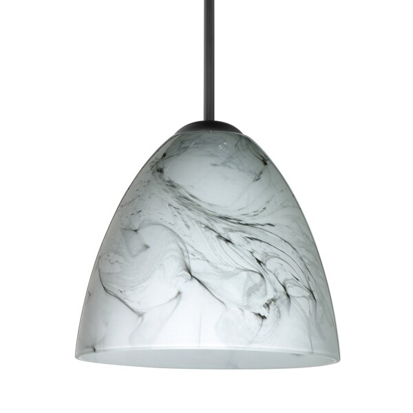 Besa Lighting Besa Vila Pendant, Marble Grigio, Black Finish, 1x 9W LED 1JT-4470MG-LED-BK - main