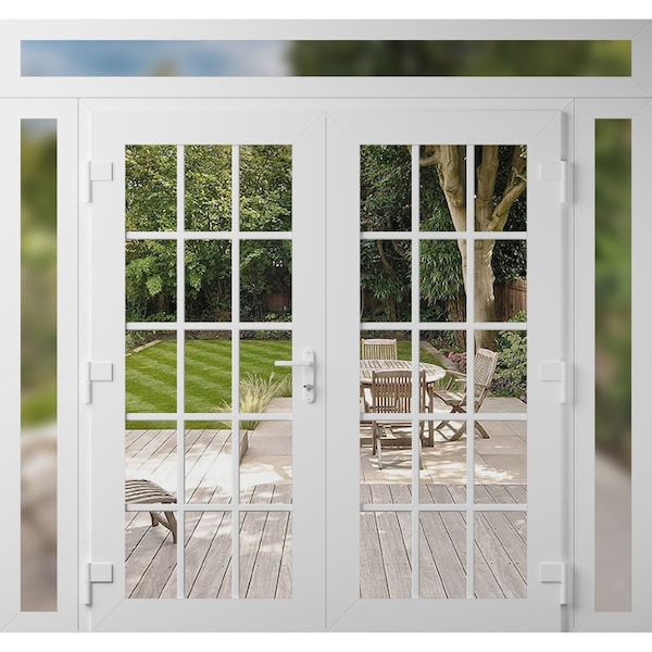 Vdomdoors Front Exterior Prehung Metal-Plastic Double Doors Clear Glass / MANUX 8151 White Silk / Office Comm MANUX8151DEXD-WS-W12+72+12xH80+16-RH-I - main