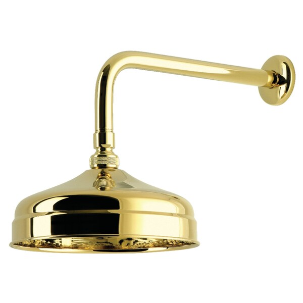 Kingston Brass 8" Round Raindrop Brass Shower Head with 12" Shower Arm, Polished Brass K124K32 - main