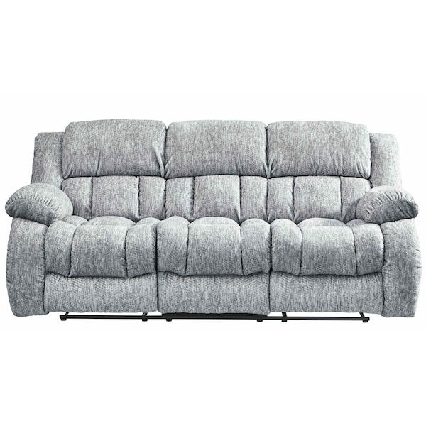 Homeroots 88" Light Gray Upholstered Reclining USB Sofa With Toss Pillow 559210 - main