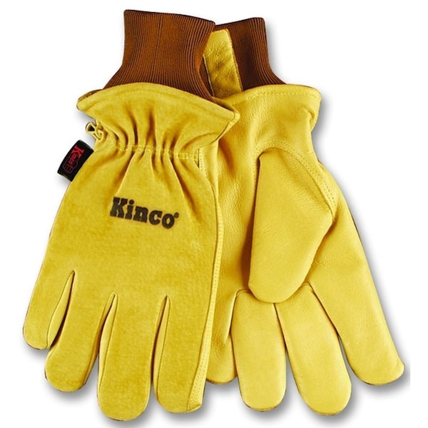 Heatkeep Protective Gloves, Men's, L, 13 in L, Keystone Thumb, Knit Wrist Cuff, Pigskin Leather, Gold 94HK-L - main