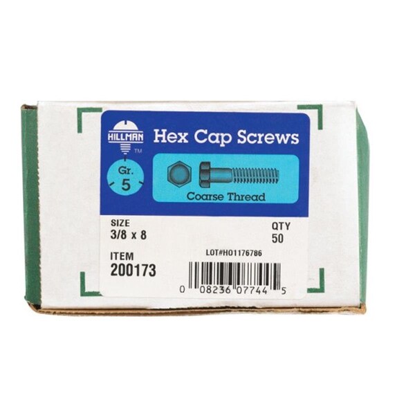 Hillman 200173 0.38 x 8 in. Grade 5 Hex Cap Screws 5323902 - main