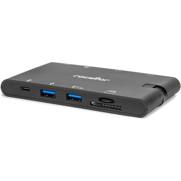 Rocstor Portable USB-C Multiport Adapter, 2x USB-C, USB-A, HDMI, VGA, RJ45, SD Card Y10A263-B1 - main