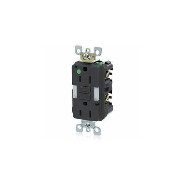Leviton GFIRcptcl, 15A, 125VAC, Blk, Thermoplastic GFNL1-HGE - main