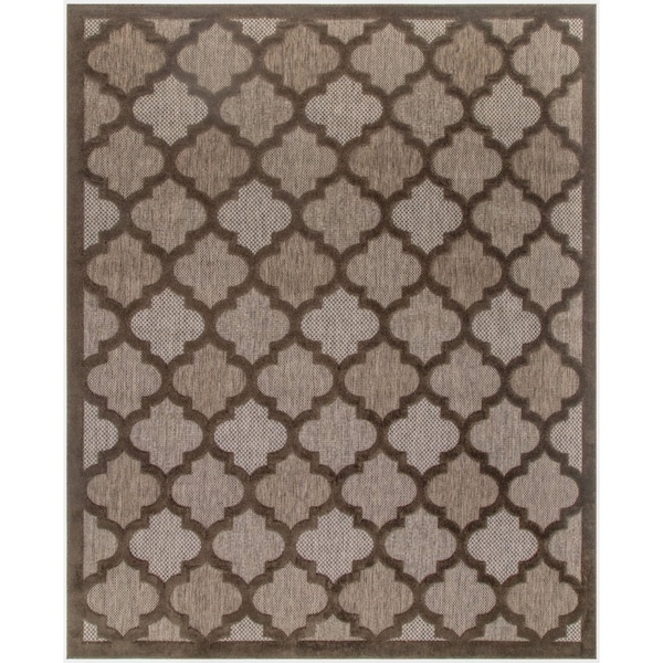 Homeroots 8' X 10' Dark Brown And Light Brown Trellis Indoor Outdoor Area Rug 551110 - main