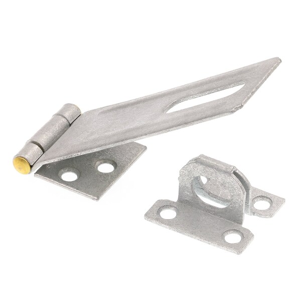 Prime-Line Door and Gate Safety Hasp Hinge Latch with Fixed Staple 4-3/8 inch Galvanized with Solid Brass Pin U 117173 - main