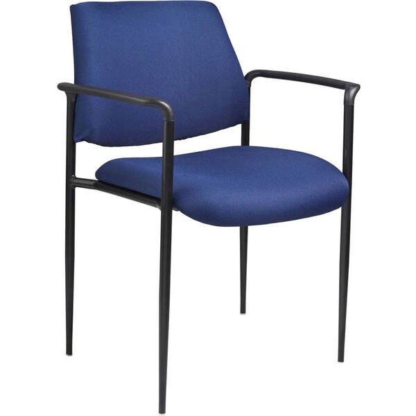 Boss Office Products Boss Stacking Guest Chair with Arms - Fabric - Mid Back - Blue B9503-BE - main