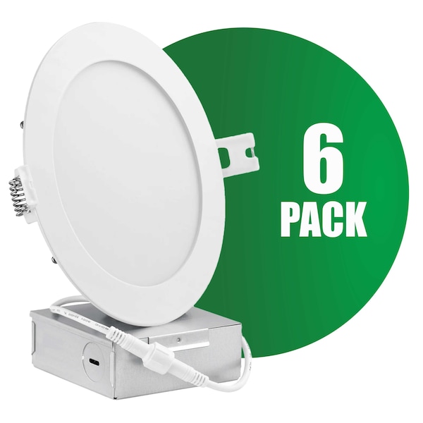 Qplus 6-Inch Slim-Panel Recessed Light White, 5000K Warm White, 6PK 21105906-06 - main