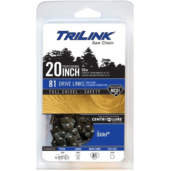 Trilink Saw Chain Full Chisel Chain - 0.063 in. - 81 Drive Links CL76381TL2 - main