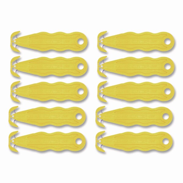 Klever Kutter Kurve Blade Plus Safety Cutter, 5.75" Handle, Yellow, 10PK PLS-100Y - main