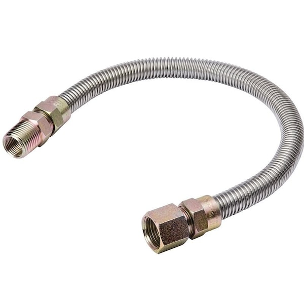 B & K G038SS101118RP Gas Connector, 12 in, MIP x FIP, Stainless Steel, 18 in L, 12 in OD G038SS101118/RP - main