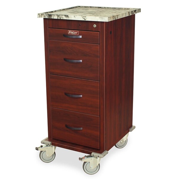 Harloff Wood Vinyl Punch Card Medication Cart, Four Drawer, Key Lock WV240PC-CM - main