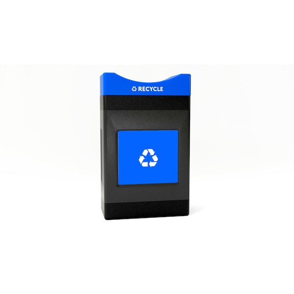 Commercial Zone Products Avante Series 30 Gallon Shallow Black Recycling Container w/ Open Top 7873S104A - main