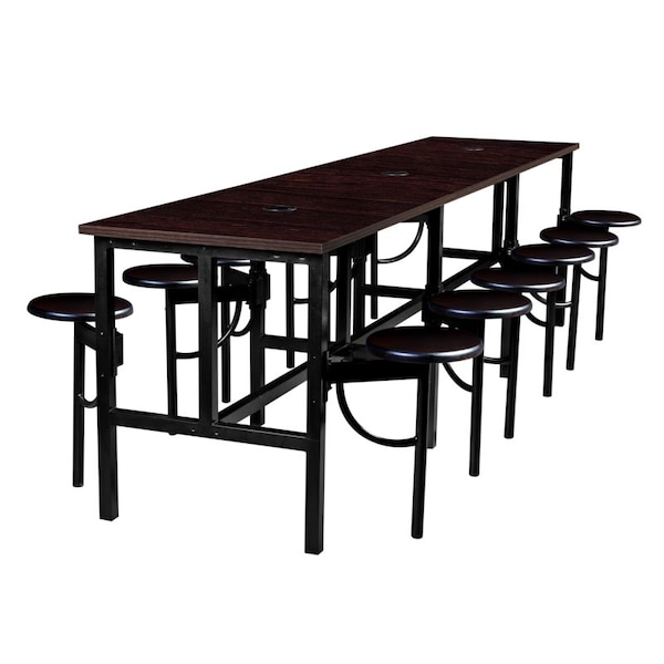 Regency Endure Standing Height Table & Chair Set with 12 Pull-Out Stools, Walnut Top, Walnut Wood Seats 9012-WLT-WLT - main
