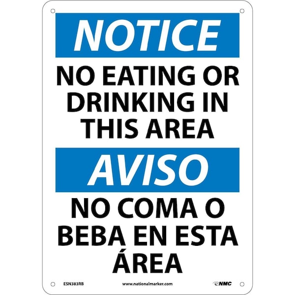 Nmc Notice No Eating Or Drinking Sign - Bilingual, ESN383RB ESN383RB - main