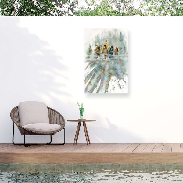 Trademark Fine Art Outdoor Canvas Art Dave Bartholet Cowboys Wall Art for Patios, or Gardens GRL01442-OC1624WR - main