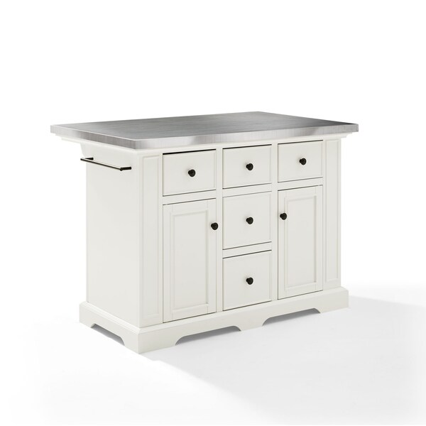 Crosley Julia Stainless Steel Top Kitchen Island KF30025AWH - main