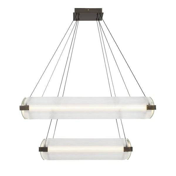 Euf Neoness, Chandelier, 8-Light, 34", Weathered Brass, Clear Glass 50055-029 - main