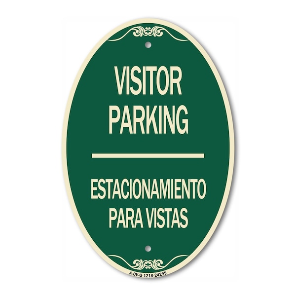 Signmission Bilingual Reserved Parking Sign Visitor Parki, 12 In X 18 In Architectural, Heavy Gauge Aluminum A-OV-G-1218-24299 - main