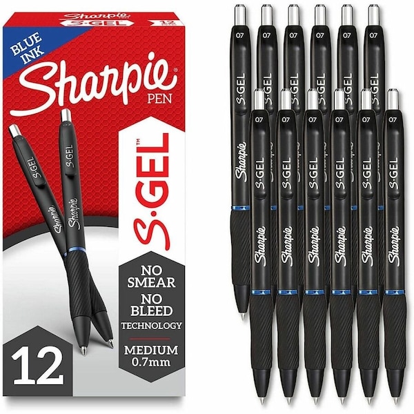 Sharpie S-Gel Pen, Medium 0.7mm, Blue, PK12 2096152 - main
