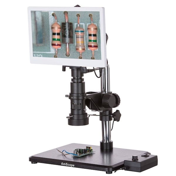 Amscope 0.7X-5X Zoom 1080p 15fps 5MP HDMI Digital Inspection Microscope With Ring Light & 11.5" Monitor H800-96S-HD1080A-HDM - main