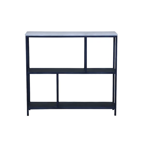 Homeroots 30" Black and White Iron Three Tier Geometric Bookcase 391926 - main