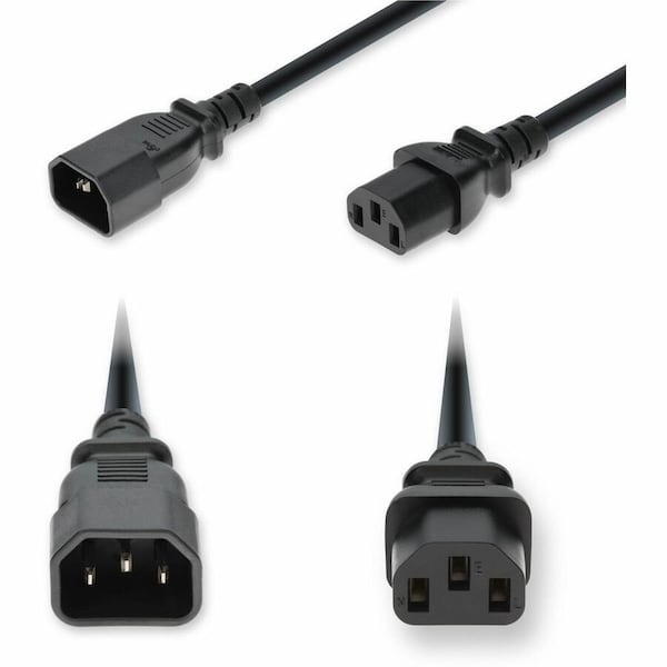 Add-On 3FT C14 MALE TO C13 FEMALE STANDARD COMMERCIAL TEMP 18 AWG 250V AT 10A PVC SJT ( ADD-C142C13C18G3FBK - main