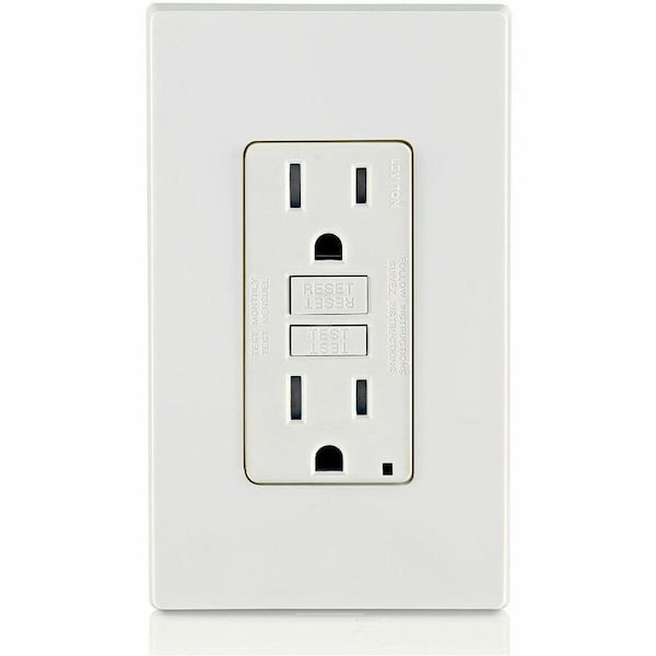 Leviton GFIRcptcl, 15A, 125VAC, Wht, Polycarbonate GFTR1-W - main