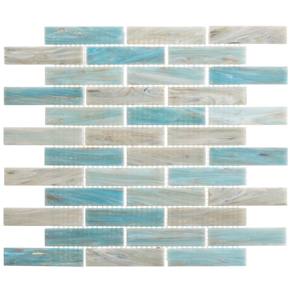 Andova Tiles SAMPLE-Marianna Kareeb Blue 1-in. x 4-in. Brick Joint Wood Look Polished Glass Wall & Floor Mosaic Tile SAM-ANDMARI464 - main