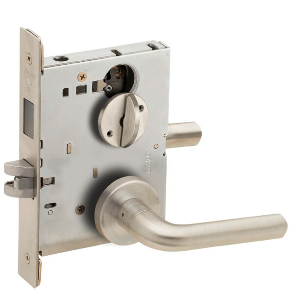 Schlage Grade 1 Privacy with Deadbolt and Coin Turn Mortise Lock, 02 Lever, A Rose, Satin Nickel Plated Cle L9444 02A 619 - main
