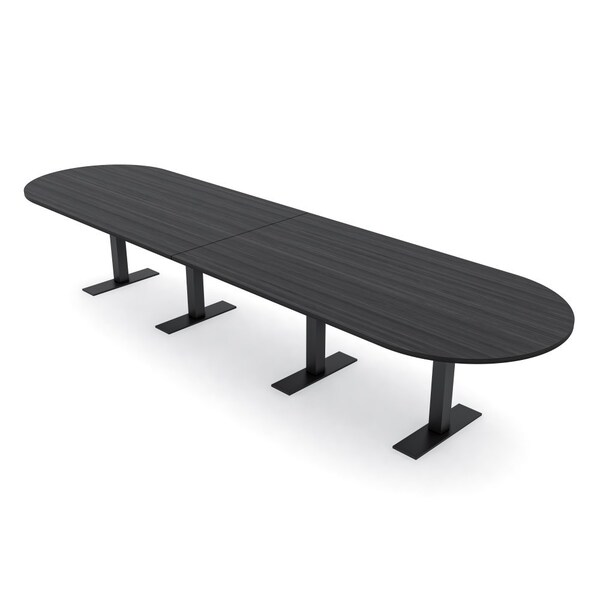 Skutchi Designs 14ft Racetrack Conference Table With Power | Harmony Series | 14 Person Meeting Room Table HAR-RAC-48X168-T.BK-WA7949-NA - main