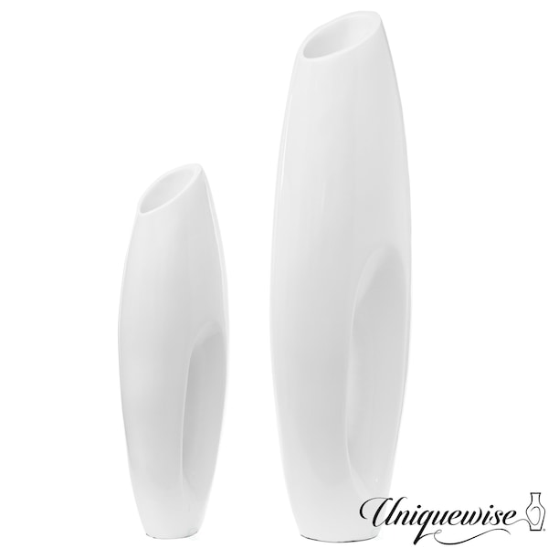 Uniquewise Tall Floor Vase, Modern White Large Floor Vase, Decorative Lightweight, Home Decor, Set of 2 QI003159.2 - main