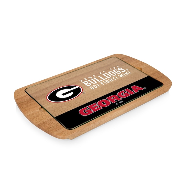 Picnic Time Family Of Brands NCAA Georgia Bulldogs Billboard Glass Top Cheese Board - Charcuterie Boards, Parawood 911-01-505-184-0 - main