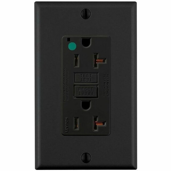 Leviton Self-Test GFCI Receptacle, Hospital Grade, 20 Amp, 125 Volt, 5-20R NEMA GFNT2-HGE - main