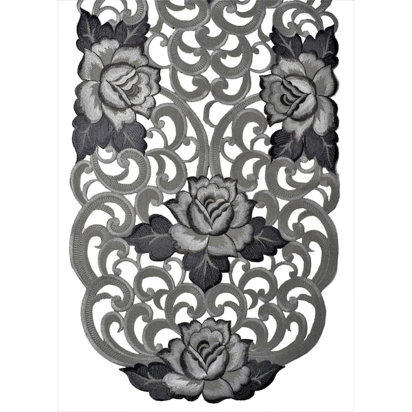Sinobrite 16 x 72 in. Gunmetal Cutout Rose Table Runner H9224-16x72 - main