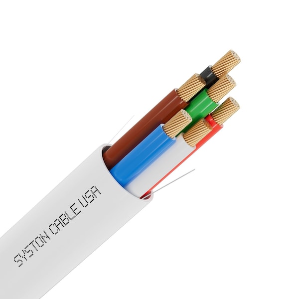 Syston Cable Technology 22/6 Alarm Control Cable Wire, 100% Stranded Copper, Plenum CMP Unshielded, Low Voltage, ETL, 50 ft 5528-50WH - main