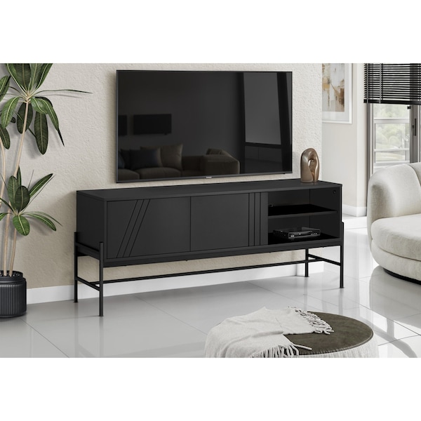 Monarch Specialties Tv Stand, 60 Inch, Console, Storage Cabinet, Living Room, Bedroom, Black Laminate I 2734 - main