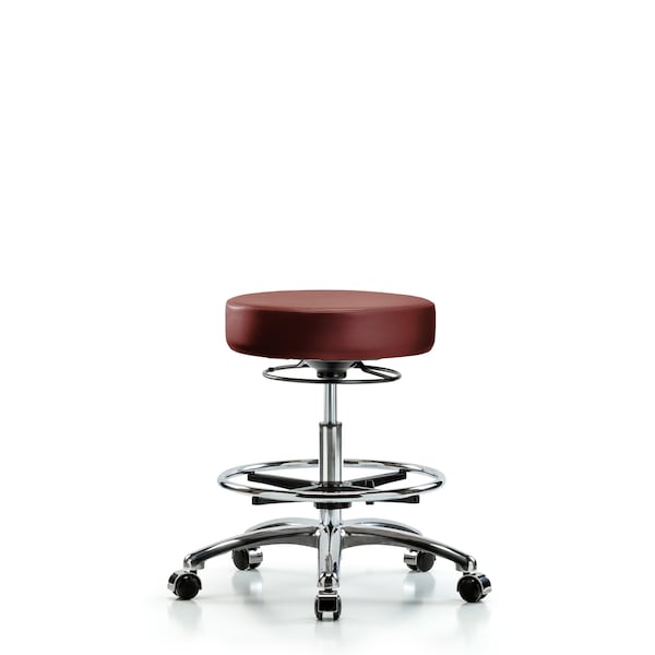 Blue Ridge Ergonomics Vinyl Stool, Chrome, Med Bench, Foot Ring, Casters, Taupe BR-VMBSO-CR-CF-CC-8815 - main