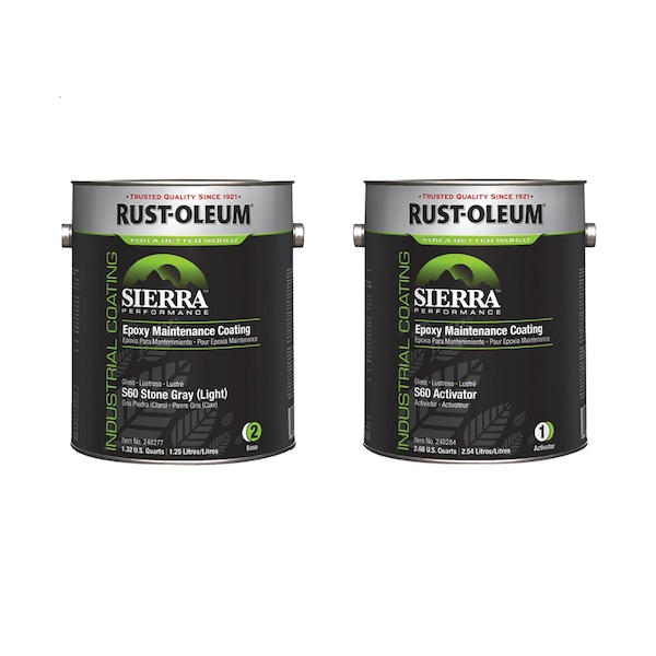 Rust-Oleum Epoxy Activator and Finish Kit, Stone Gray, High Gloss, 1 gal, 230 to 340 sq ft/gal, S60 Series 248285 - main