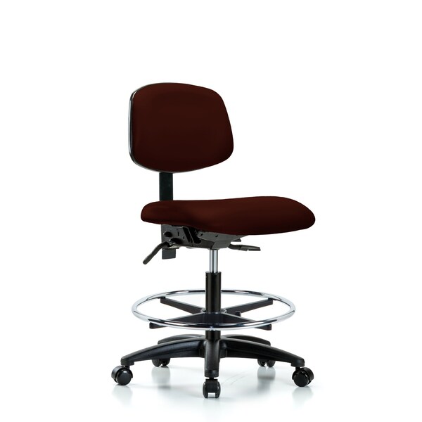 Blue Ridge Ergonomics Chair, Vinyl, Med Bench, CF Casters, Burg, No Arms, 22" to 29" Height, Burgundy BR-VMBCH-RG-T0-A0-CF-RC-8569 - main