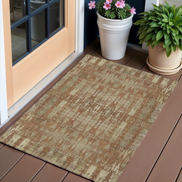 Homeroots 3' X 5' Orange Taupe And Beige Moroccan Washable Indoor Outdoor Area Rug 577211 - main